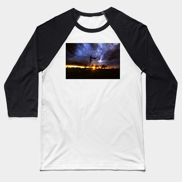 Crossroads Sunset Baseball T-Shirt by Nigdaw